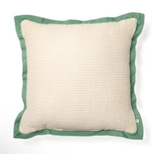 Hearth & Hand Indoor or Outdoor Natural & Green Trim Textured 18" Accent Pillow